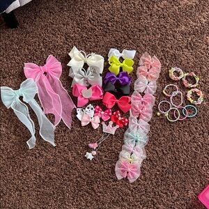 Colorful Hair Bow and Bracelet Set